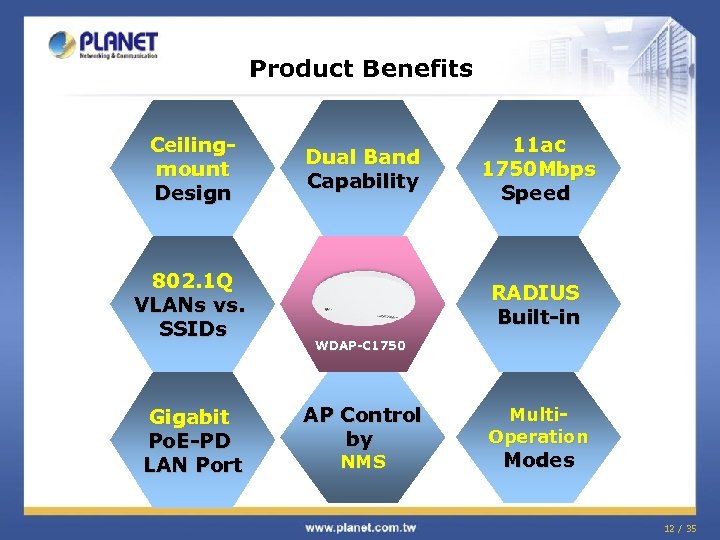 Product Benefits Ceilingmount Design 802. 1 Q VLANs vs. SSIDs Gigabit Po. E-PD LAN