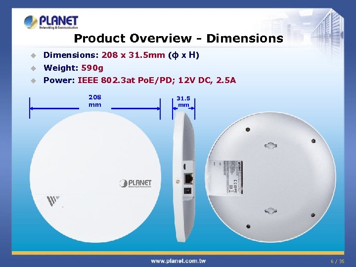 Product Overview - Dimensions u Dimensions: 208 x 31. 5 mm (ɸ x H)