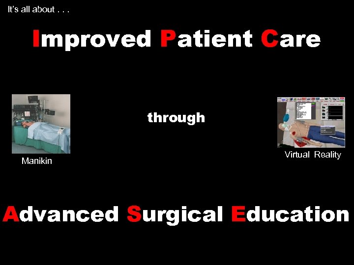 It’s all about. . . Improved Patient Care through Manikin Virtual Reality Advanced Surgical