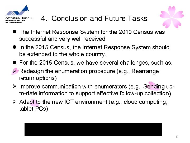 Statistics Bureau, Ministry of Internal Affairs and Communications 4. Conclusion and Future Tasks l