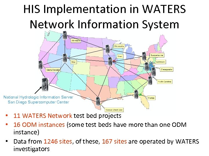 HIS Implementation in WATERS Network Information System National Hydrologic Information Server San Diego Supercomputer