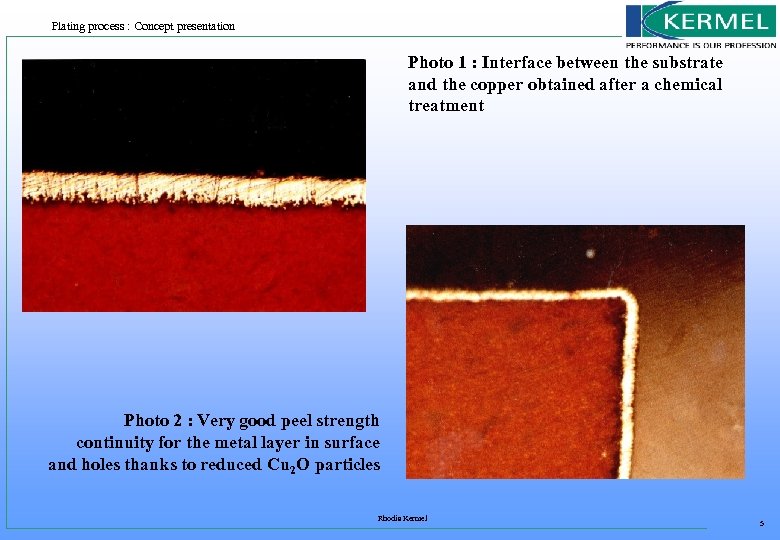 Plating process : Concept presentation Photo 1 : Interface between the substrate and the