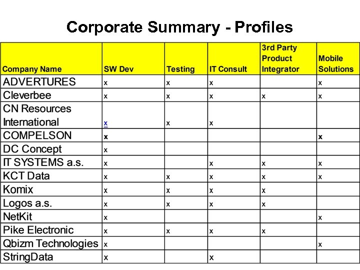 Corporate Summary - Profiles 