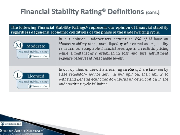 Financial Stability Rating® Definitions (cont. ) The following Financial Stability Ratings® represent our opinion