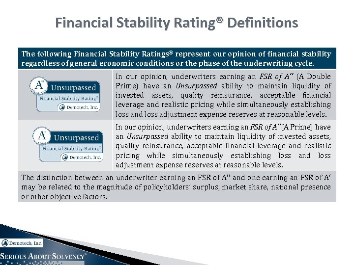 Financial Stability Rating® Definitions The following Financial Stability Ratings® represent our opinion of financial