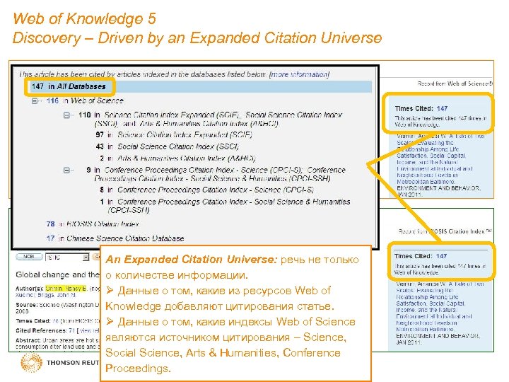 Web of Knowledge 5 Discovery – Driven by an Expanded Citation Universe An Expanded