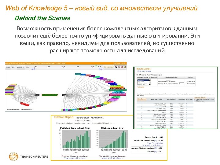 Web of Knowledge 5 – новый вид, со множеством улучшений Behind the Scenes Возможность