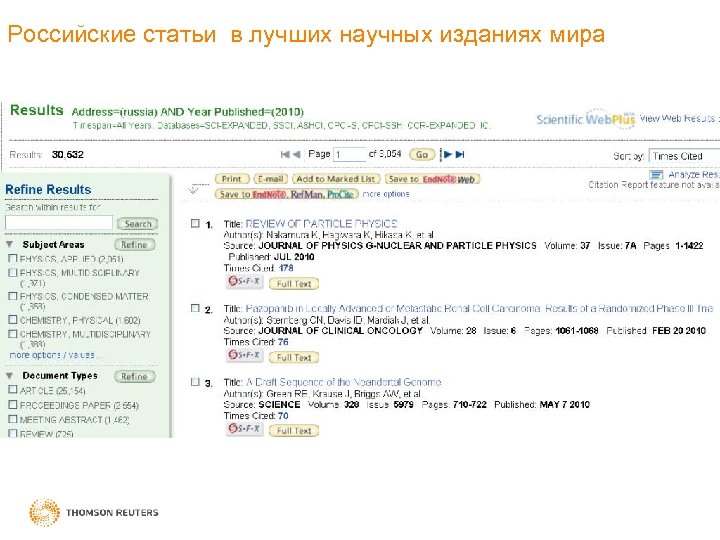 Российские статьи в лучших научных изданиях мира 