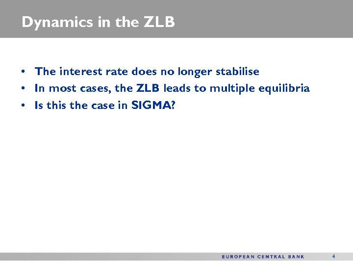 Dynamics in the ZLB • The interest rate does no longer stabilise • In