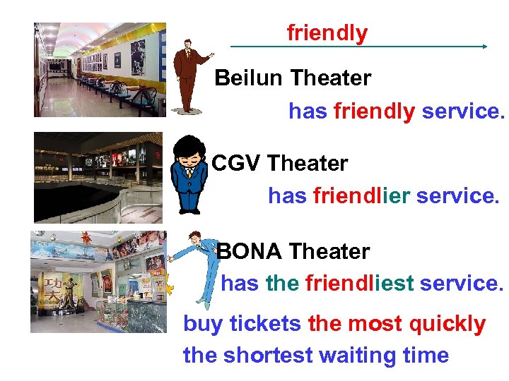 friendly Beilun Theater has friendly service. CGV Theater has friendlier service. BONA Theater has