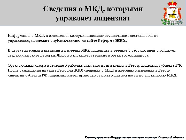 Сведения о МКД, которыми управляет лицензиат Информация о МКД, в отношении которых лицензиат осуществляет