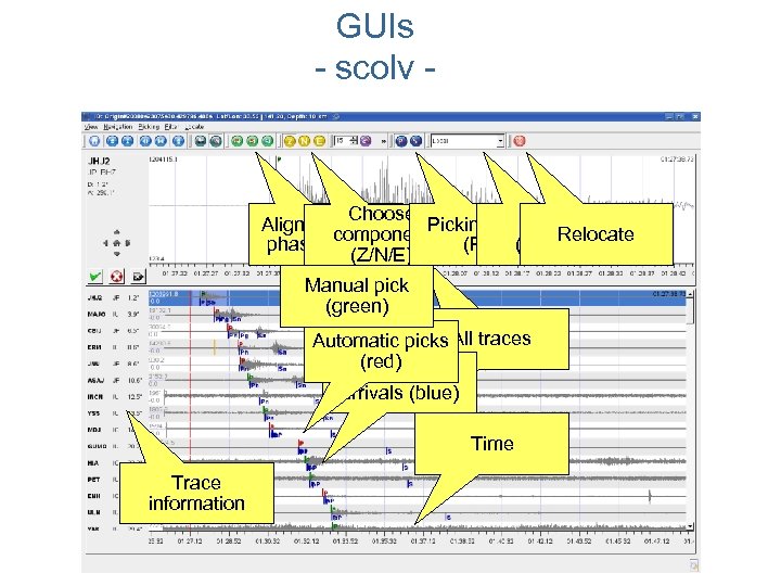 GUIs - scolv - Choose Align traces by Picking mode Filter Relocate component phase