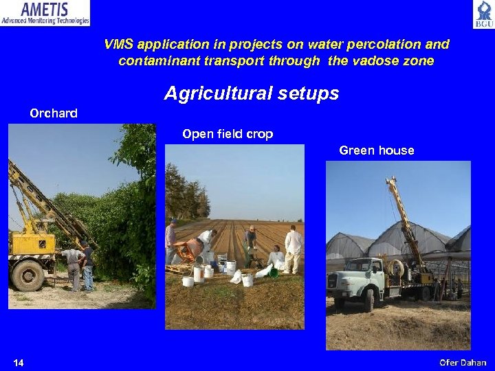 VMS application in projects on water percolation and contaminant transport through the vadose zone