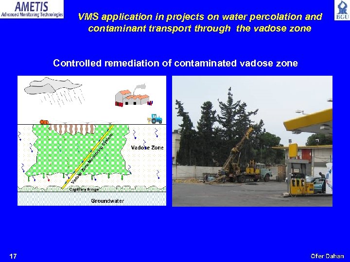 VMS application in projects on water percolation and contaminant transport through the vadose zone