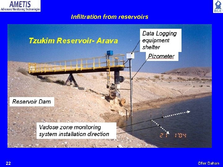 Infiltration from reservoirs Tzukim Reservoir- Arava 22 