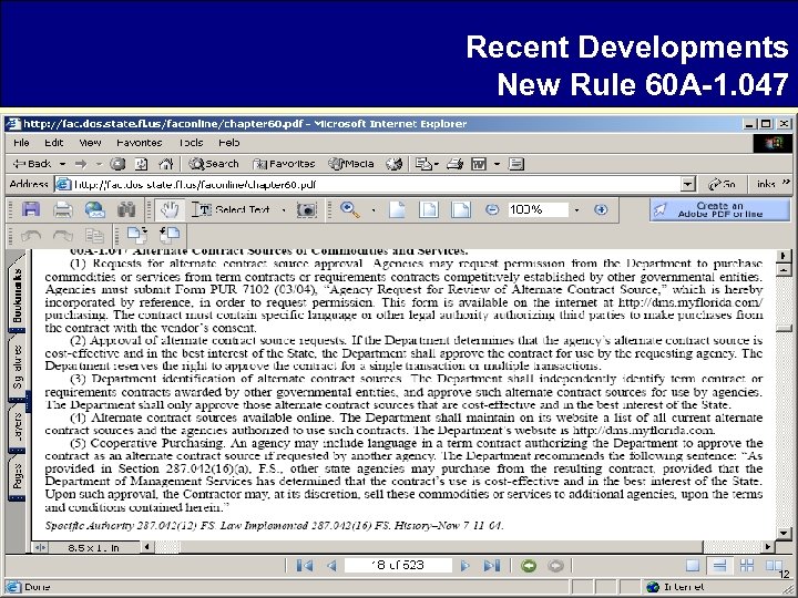 Recent Developments New Rule 60 A-1. 047 12 