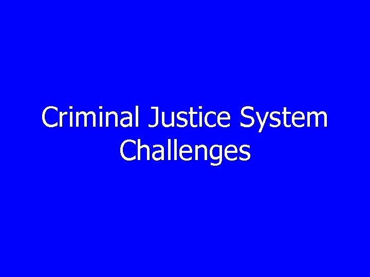 Criminal Justice System Challenges 