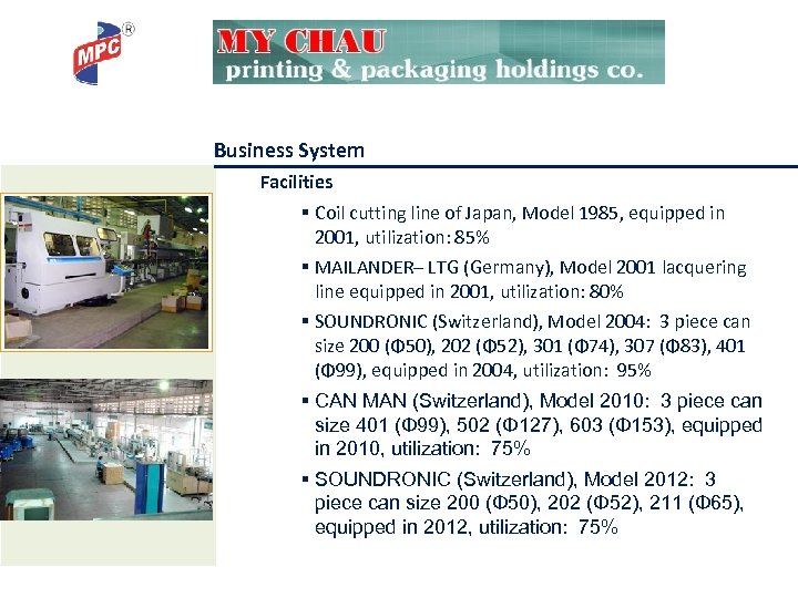 Business System Facilities § Coil cutting line of Japan, Model 1985, equipped in 2001,