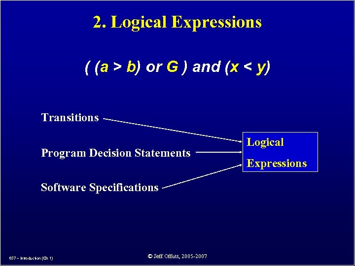 2. Logical Expressions ( (a > b) or G ) and (x < y)