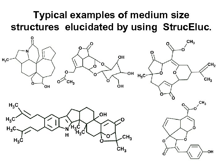 Typical examples of medium size structures elucidated by using Struc. Eluc. 