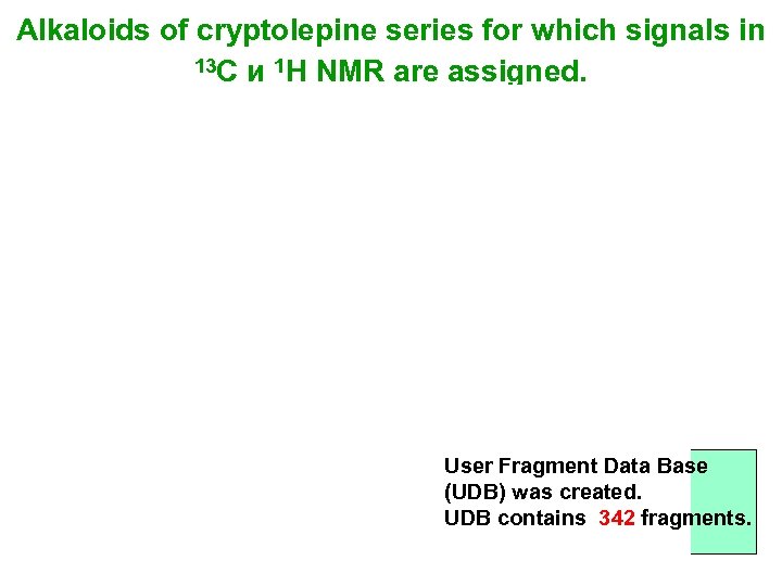 Alkaloids of cryptolepine series for which signals in 13 C и 1 H NMR