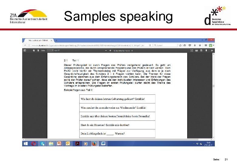 Samples speaking Seite: 21 
