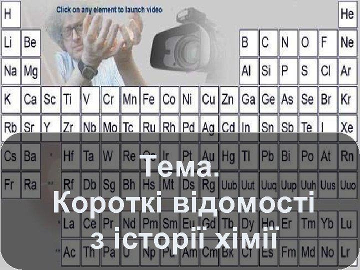 Тема. Короткі відомості з історії хімії 