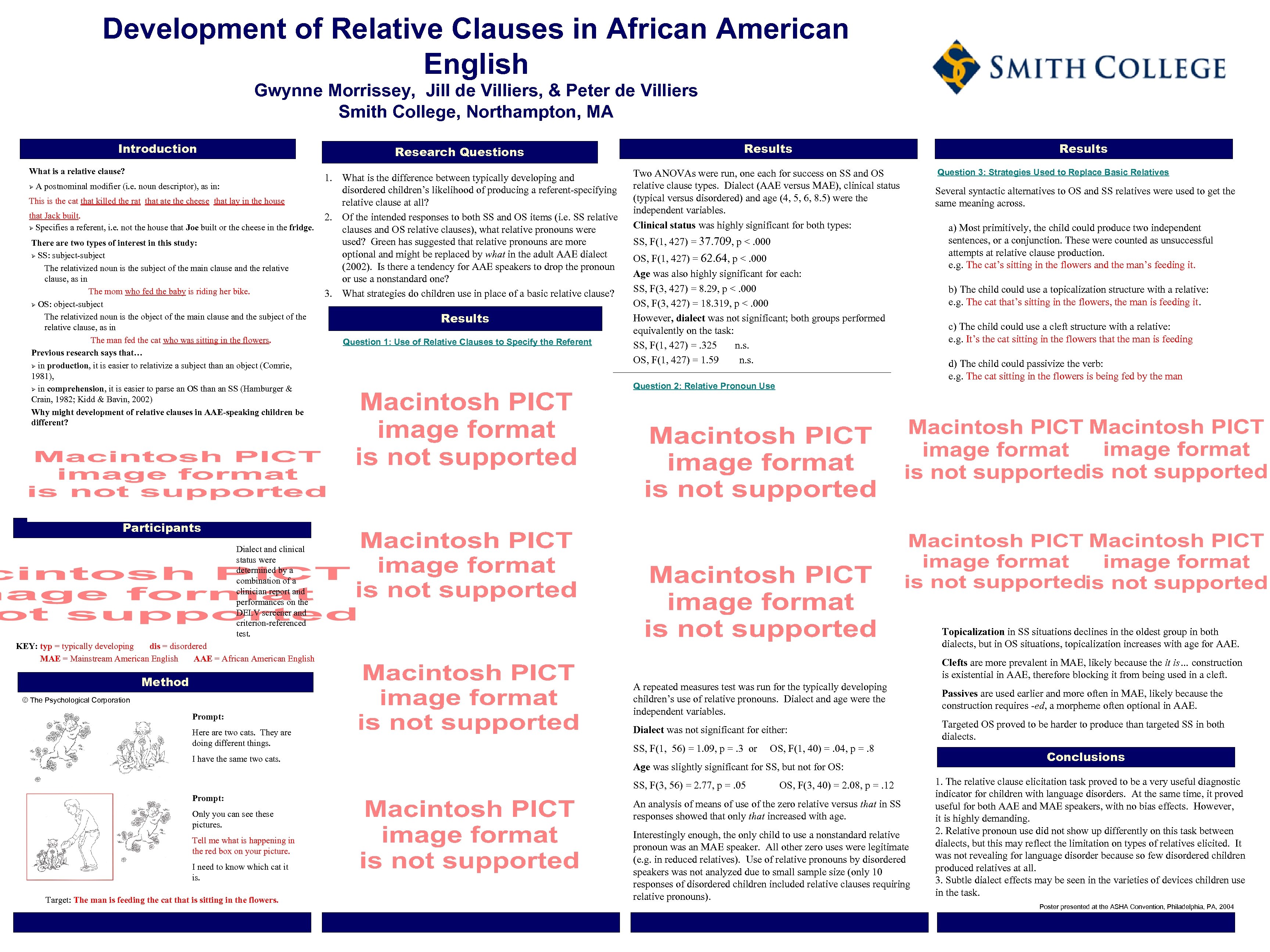 Development of Relative Clauses in African American English Gwynne Morrissey, Jill de Villiers, &