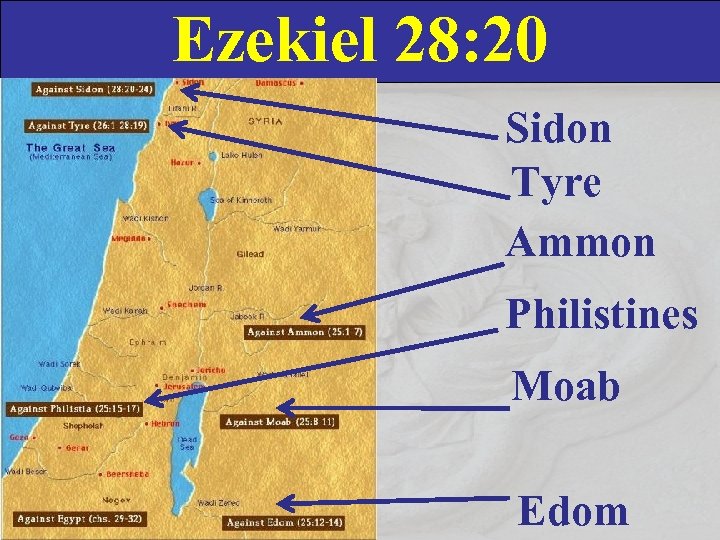 Ezekiel 28: 20 Sidon Tyre Ammon Philistines Moab Edom 