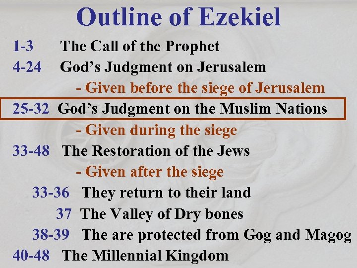 Outline of Ezekiel 1 -3 4 -24 The Call of the Prophet God’s Judgment