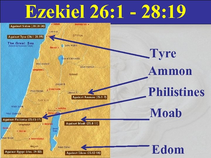 Ezekiel 26: 1 - 28: 19 Tyre Ammon Philistines Moab Edom 