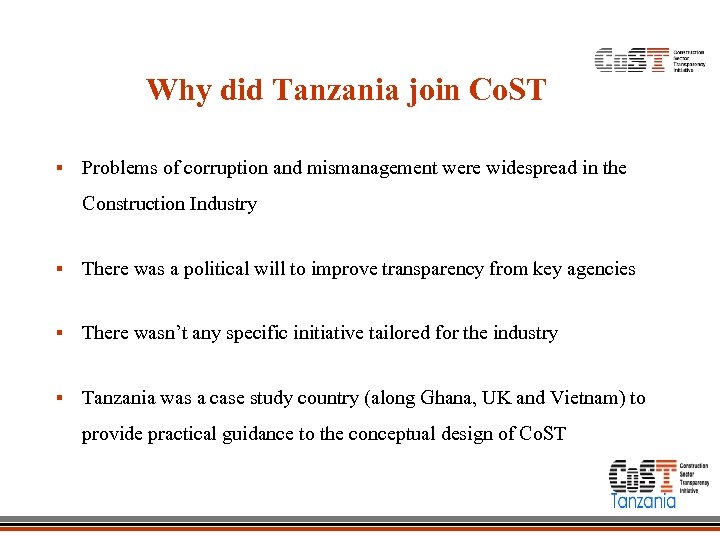 Why did Tanzania join Co. ST § Problems of corruption and mismanagement were widespread