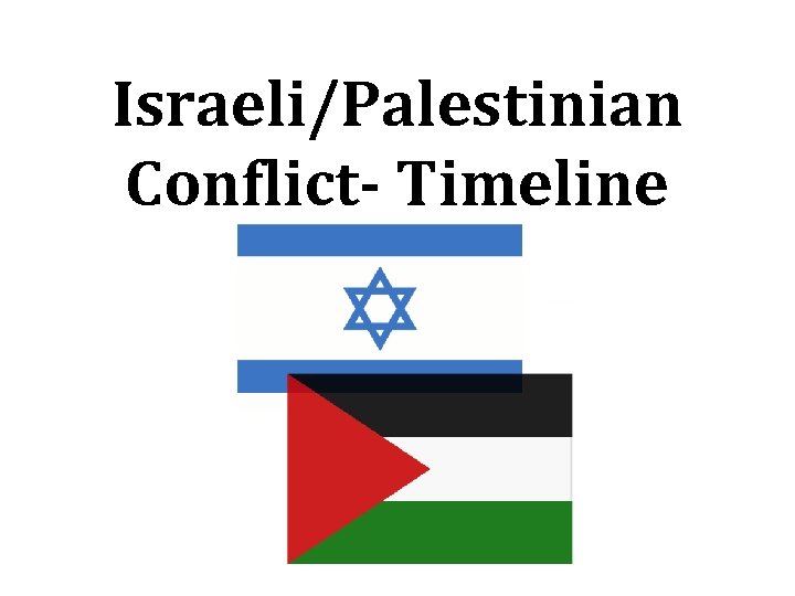 Israeli Palestinian Conflict- Timeline 1250 B C The