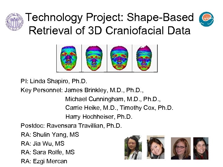 Technology Project: Shape-Based Retrieval of 3 D Craniofacial Data PI: Linda Shapiro, Ph. D.