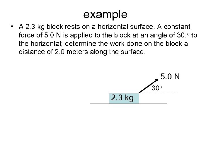 example • A 2. 3 kg block rests on a horizontal surface. A constant