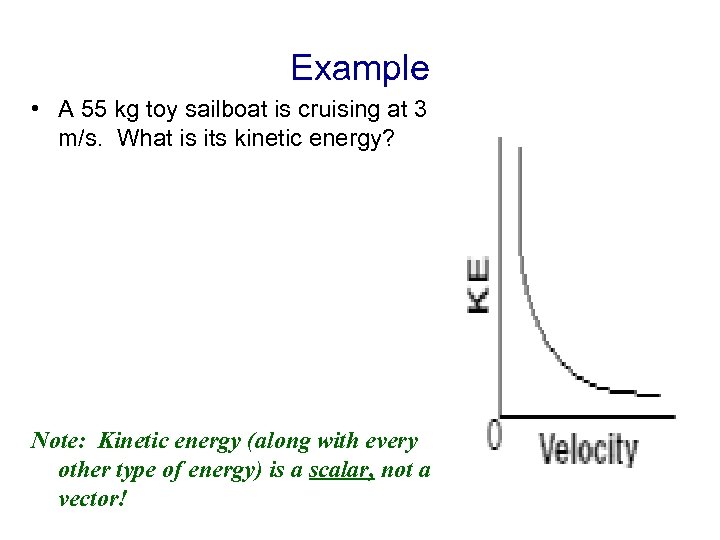 Example • A 55 kg toy sailboat is cruising at 3 m/s. What is