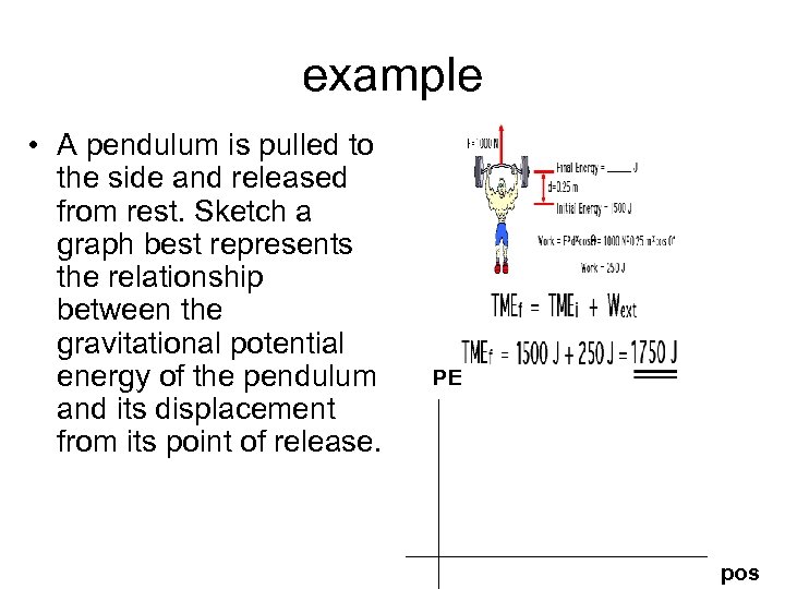example • A pendulum is pulled to the side and released from rest. Sketch