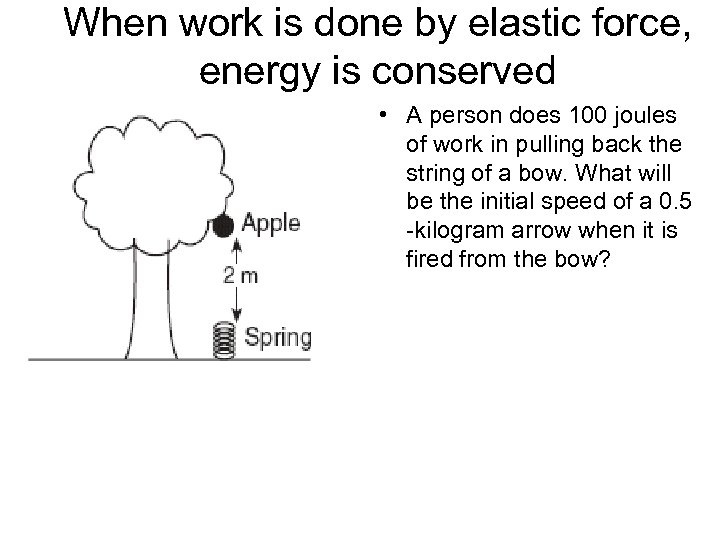 When work is done by elastic force, energy is conserved • A person does