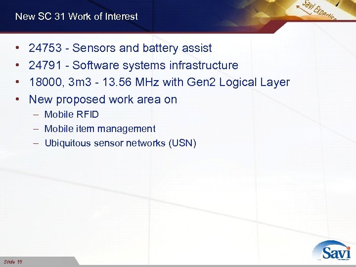 New SC 31 Work of Interest • • 24753 - Sensors and battery assist