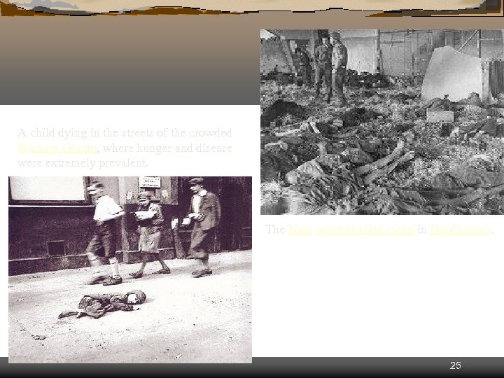 A child dying in the streets of the crowded Warsaw Ghetto, where hunger and