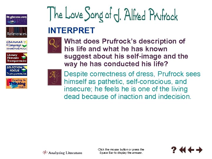 INTERPRET What does Prufrock’s description of his life and what he has known suggest