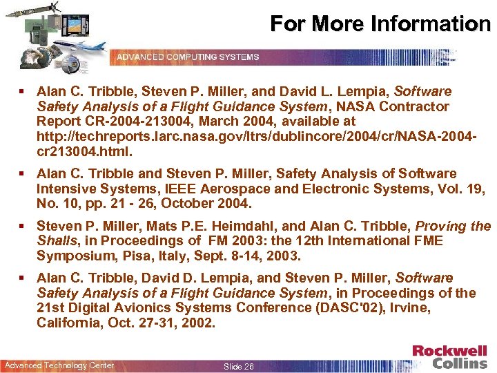 For More Information § Alan C. Tribble, Steven P. Miller, and David L. Lempia,