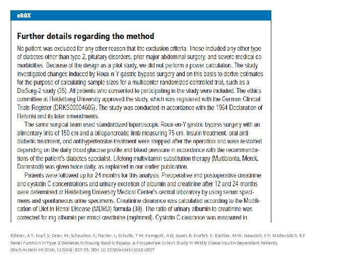 Billeter, A T; Kopf, S; Zeier, M; Scheurlen, K; Fischer, L; Schulte, T M;