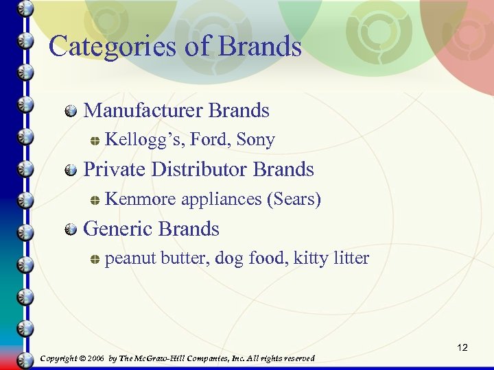 Categories of Brands Manufacturer Brands Kellogg’s, Ford, Sony Private Distributor Brands Kenmore appliances (Sears)