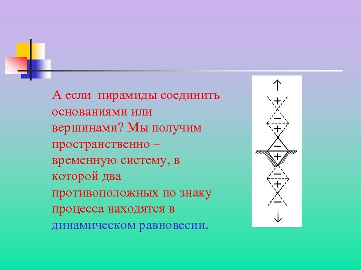  А если пирамиды соединить основаниями или вершинами? Мы получим пространственно – временную систему,