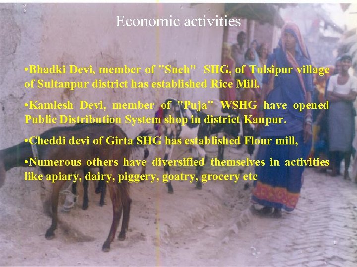 Economic activities • Bhadki Devi, member of "Sneh" SHG, of Tulsipur village of Sultanpur