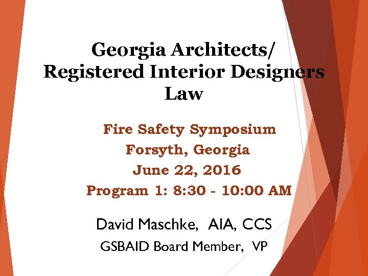 Architects Registered Interior Designers Law Fire Safety