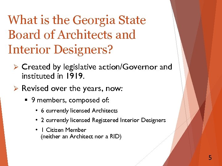 What is the Georgia State Board of Architects and Interior Designers? Created by legislative