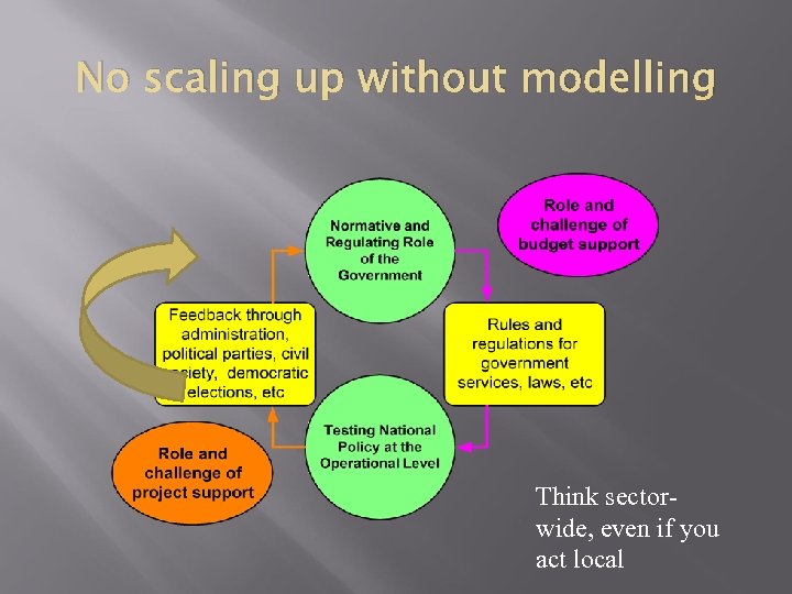 No scaling up without modelling Think sectorwide, even if you act local 