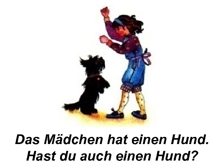Das Mädchen hat einen Hund. Hast du auch einen Hund? 